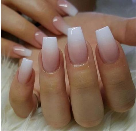 French Fade Nails, Ombre Coffin, Faded Nails, Gel French Manicure, Unghie Sfumate, French Ombre, Shape Nails, Winter Nails Acrylic, Nagel Tips