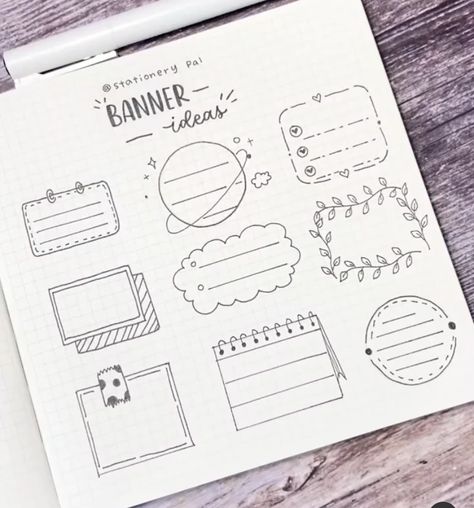 Banner Doodle, Stationery Pal, Bullet Journal Ideas Templates, Bond Paper Design, Creating A Bullet Journal, Doodle Frames, Bujo Ideas, Banner Ideas, Diy Journal Books