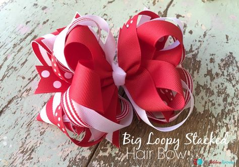 Permalink to How To Make A Big Loopy Stacked Hair Bow Big Layered Hair, Bowdabra Bows, Boutique Bow Tutorial, Hair Bow Holders, Hair Bow Instructions, Stacked Hair Bow, Ribbon Sculptures, Girls Hair Bows Diy, Stacked Hair