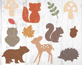 Woodland Animals Svg, Animals Silhouette, Fox Svg, Cricut Animals, Camp Trunks, Circle Monogram Font, Birches Painting, Mobile Ideas, Owl Svg