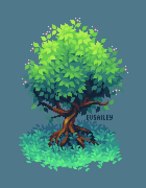 Pixel Tree, Idle Game, Pixel Art Landscape, Indie Game Art, Piskel Art, Pixel Animation, Pixel Art Tutorial, Arte 8 Bits, Cool Pixel Art