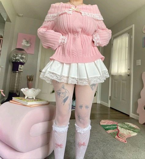 Plus Coquette Outfit, Kawaii Spring Outfits, Kawaii Outfits Pink, Kawaii Core Outfit, Outfit Ideas Kawaii, Cute Core Outfit, Kawaii Plus Size, Korean Fashion Kawaii, Aesthetics Anime