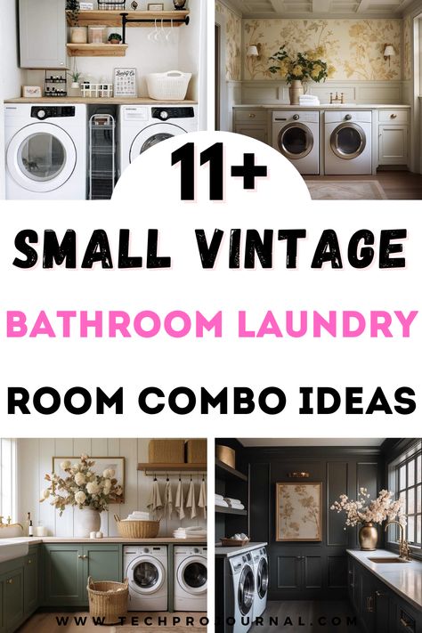 Dreaming of a charming small bathroom laundry room combo with vintage vibes? Picture a cozy space where practical meets pretty, with antique-inspired storage, rustic accents, and smart layouts. Let’s make laundry time a little more beautiful with these bathroom laundry room combo ideas. Laundry Room Guest Bathroom Combo, Bathroom Laundry Combo With Tub, Laundry Room In A Bathroom, Bathroom Utility Room Combo Layout, Add Laundry To Bathroom, Playful Laundry Room, Half Bath Off Kitchen, Guest Bathroom Laundry Combo, Mudroom Laundry Room Bathroom Combo