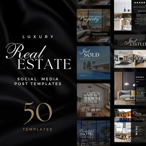 Real Estate Instagram Post Templates for Canva Social Media Templates Instagram Canva Template Luxury Realtor Templates - Etsy UK Luxury Social Media Post, Luxury Real Estate Social Media, Realtor Instagram Posts, Luxury Social Media, Real Estate Post, Real Estate Social Media Post, Realtor Templates, Canva Social Media Templates, Real Estate Instagram