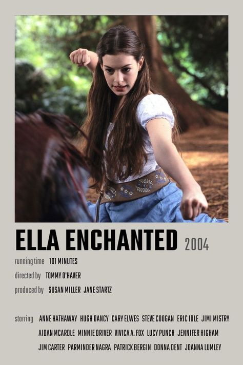 Anne Hathaway Movie Posters, Ella Enchanted Movie Poster, Ella Enchanted Aesthetic, Enchanted Poster, Anne Hathaway Movies, Fairytale Movies, Ella Enchanted Movie, 2004 Movies, Ella Aesthetic