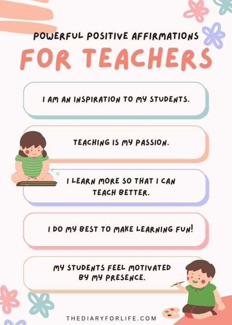 50+ Powerful Positive Affirmations For Teachers To Stay Positive Manifestation For Students, Printable Positive Affirmations For Teachers, Positive Messages For Teachers, Teacher Positive Affirmations, Teacher Affirmations Encouragement, Positive Quotes For Teachers, Teacher Positivity, Affirmation For Teachers, Affirmations For Teachers