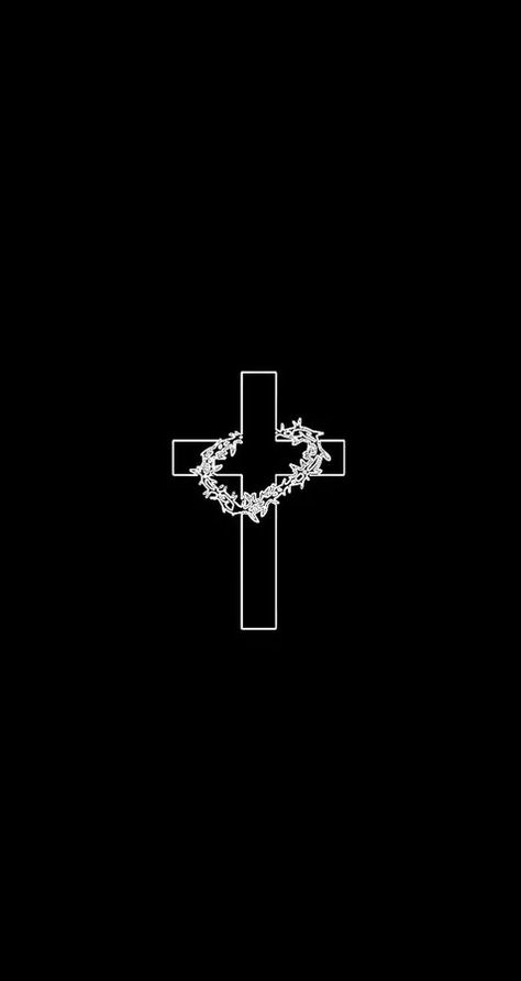 Download Black Cross With Garland Wallpaper | Wallpapers.com Simple Cross Wallpaper Iphone, Cross Asethic Wallpaper, Christian Wallpers Cross, Christian Cross Wallpaper Aesthetic, Wallpaper Backgrounds Cross, Iphone Christian Wallpaper Aesthetic Dark, Christian Wallpers Black, Jesus Wallpaper Black And White, Christian Gym Wallpaper