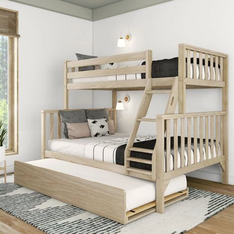 8 Clever Bunk Bed Ideas For Small Rooms - Home Chic & Comfort Kids Bunk Bed Ideas, Scandinavian Bunk Beds, Trundle Bed Ideas, Farmhouse Bunk Beds, Bunk Beds Small Room, Bunk Bed Ideas, Adult Bunk Beds, Minimalist Kids Room, Queen Bunk Beds