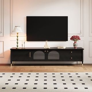 JASIWAY Modern Light Luxury TV Stand - Bed Bath & Beyond - 37009581 Luxury Tv Stand, Credenza Wood, Black Tv Stand, Solid Wood Tv Stand, Cool Tv Stands, Living Room Essentials, Living Room Tv Stand, Storage Credenza, Tv Stand Wood