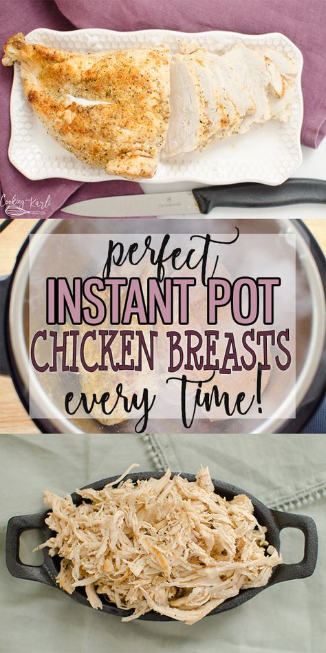 Instant Pot Chicken Breast - Cooking With Karli Pressure Cooker Chicken Breast, Instant Pot Chicken Breast Recipes, Instant Pot Chicken Breast, Boiled Chicken Breast, Cooking Frozen Chicken, Quick Dinners, Healthy Instant Pot Recipes, Instant Pot Dinner Recipes, Cook Chicken Breast