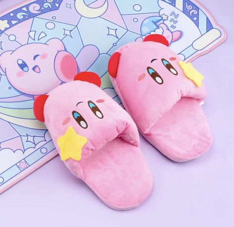 Soft pink Kirby slippers for women. Kirby Slippers, Kirby Gifts, Kirby Shoes, Super Mario Smash Bros, Super Mario Smash, Mario Smash, Kirby Nintendo, Anime House, Kirby Stuff