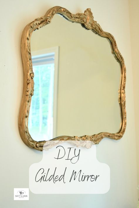 Using liquid leaf gold paint can given an old mirror new life. Learn how to DIY a gilded mirror using simple supplies. Diy Gilded Mirror, Rub And Buff, Painting Mirror, Gold Framed Mirror, Thrift Store Decor, Gilded Mirror, Diy Dining Room, Easy Diy Decor, Old Mirror