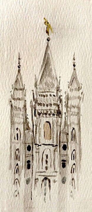 Watercolor Lds Temple, Salt Lake Temple Art, Lds Paintings Easy, Lds Watercolor Art, Lds Temple Craft, Lds Aesthetic Pictures, Lds Temple Drawing, Lds Temple Painting, Lds Paintings