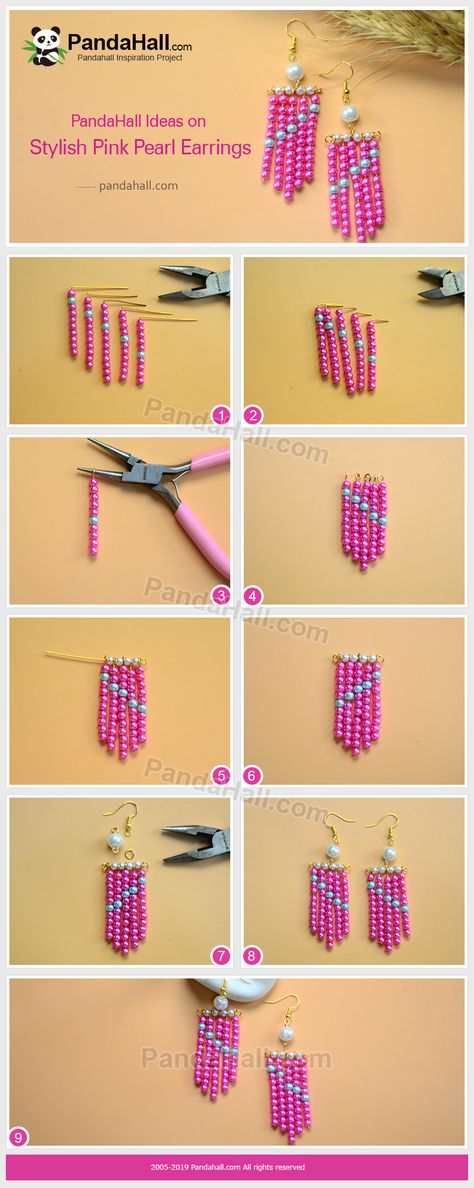 Pink Earrings Diy, Simple Beaded Earrings Diy, Pearls Earrings Diy, Anel Tutorial, Diy Earrings Pearl, Diy Pearl Earrings, Handmade Pearl Earrings, Anting Manik, Earrings Diy Handmade