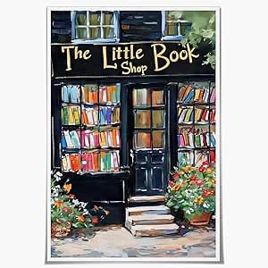 CCMXMKO Bookstore Painting Art Print The Little Book Shop Book Lovers Aesthetic Library Wall Art Home Decor Canvas Poster Bedroom living room Home Wall Decor Aesthetics Poster 12x16inch Unframed Wall Art For Book Lovers, Book Paintings On Canvas, Reading Book Painting, Bookstore Painting, Book Lovers Aesthetic, Library Wall Art, Aesthetic Library, Lovers Aesthetic, Book Painting