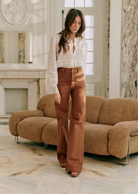 The 70's trousers - Pink - Organic Cotton - Sézane Sezane Work Outfit, Boho Business, Chique Outfit, Style 2023, Brown Pants, Modieuze Outfits, Mode Inspo, Business Casual Outfits, Mode Vintage