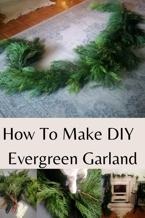 Diy Cheap Garland, Christmas Cedar Garland, Fresh Pine Garland Christmas, Diy Fresh Pine Garland, How To Make Your Own Fresh Christmas Garland, Making A Fresh Pine Wreath, Making Cedar Garland, Pine Christmas Garland, How To Make Fresh Pine Swags