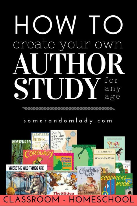 How to create an author study. Benefits of a book based unit study, how to create your own, and links to author studies by Some Random Lady. Homeschool Apps, Secular Homeschool, Geography For Kids, Author Study, Language Art Activities, Resource Room, Author Studies, Library Lessons, 2nd Grade Reading