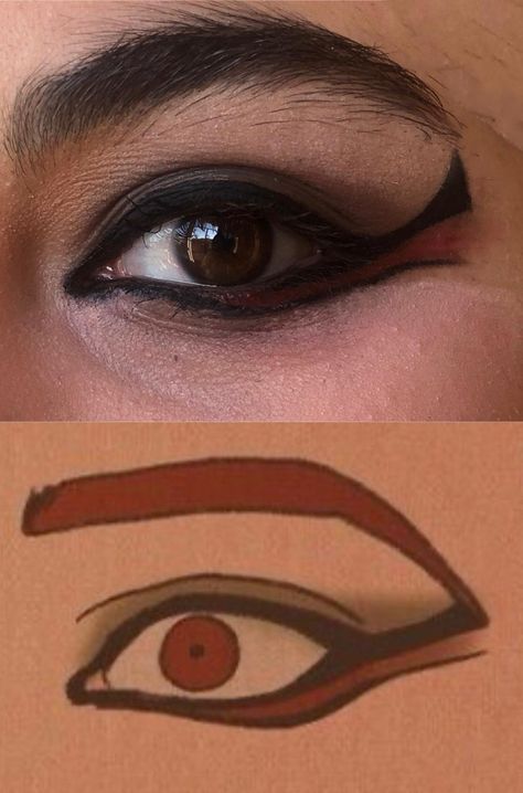 Egyptian Style Makeup, Seth Ennead Makeup, Seth Cosplay, Third Eye Makeup, Eye Makeup Drawing, Make Up Cosplay, Egyptian Eyeliner, Egyptian Eyes, Egyptian Eye Makeup