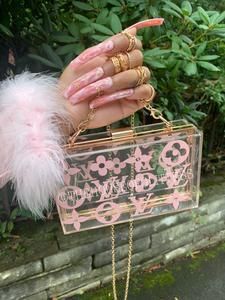 FASHION CLEAR CLUTCH BAG - Barbie pink Rose Quartz Nails, Bag House, Pink Clutch Bag, Clear Clutch, Quartz Nail, Acrylic Clutch, Pink Clutch, Hot Bags, Girly Bags