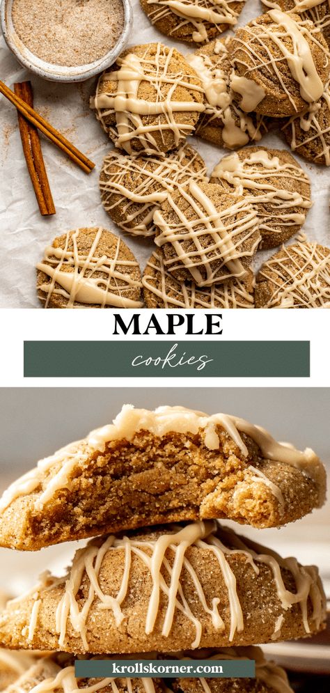 Best Maple Cookies, Maple Glaze For Cookies, Kroll Korner Cookies, Classic Holiday Cookies, Maple Butter Cookies, Fall Stuffed Cookies, Maple Recipes Desserts, Fall Gourmet Cookies, Fall Inspired Cookies