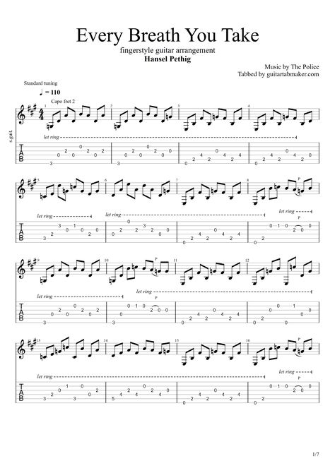 Every Breath You Take fingerstyle guitar TAB pdf Every Breath You Take Guitar Tab, Fingerstyle Guitar Tabs, Come As You Are Guitar Tab, Gutair Songs, Learn Electric Guitar, Guitar Fingerstyle, Tabs Guitar, Ocarina Tabs, Guitar Tabs Acoustic