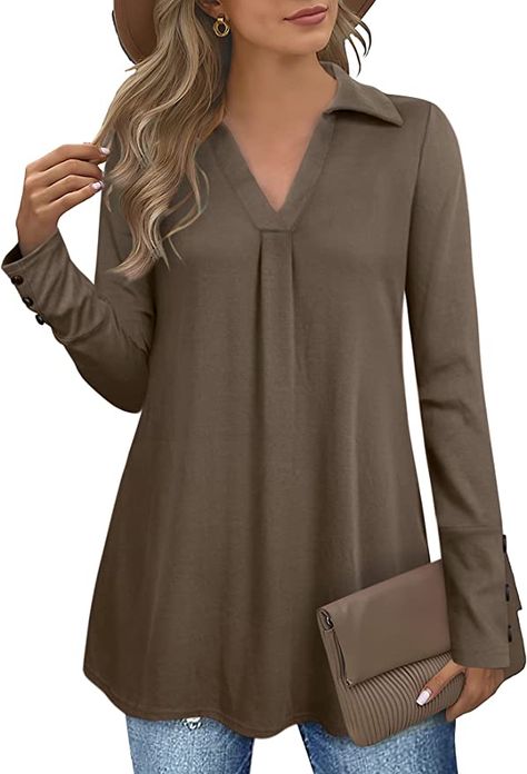 Vivilli Women V Neck Long Sleeves Swing A Line Tunic Tops wear with leggings Stylish Tunic Tops, Stylish Tunic, Wear With Leggings, Matching Leggings, Blouse Tops, Shirts Design, Women Tunic Tops, Tunic Blouse, Long Sleeve Tunic