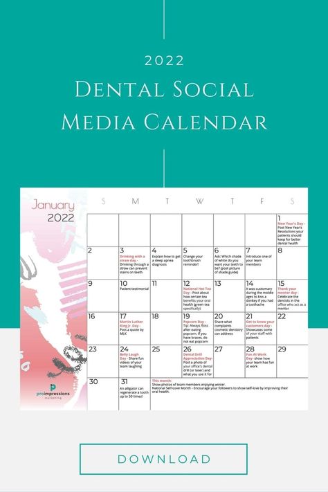 If you’re ready to take your dental office’s social media to the next level, this calendar is your key to success. Buy it today to get started! . . . #DentalMarketing #SocialPostIdeas #DentalSocialMedia Orthodontics Marketing Social Media, Dentistry Social Media, Dental Office Posts Social Media, Dentist Social Media Content, Dentist Content Ideas, Orthodontic Social Media Posts, Dental Content Ideas, Dental Social Media Post Ideas, Dental Instagram Post Ideas