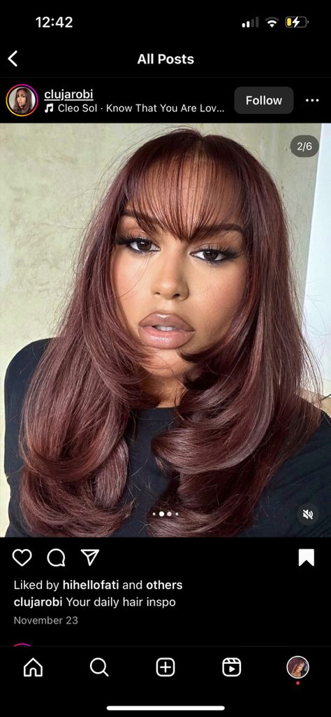 True Autumn Hair Color Ideas, Dark Mahogany Brown Hair, True Autumn Hair Color, Dark Red Brown Hair Color, Red Hair On Brown Skin, Dark Red Hair With Brown, Brownish Red Hair, Burgundy Brown Hair, Dark Burgundy Hair