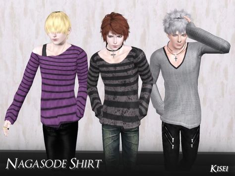 athem2310's Nagasode Shirt - Kisei Sims 3 Cc Clothes, Sims 3 Clothing, Sims 3 Cc, Emo Shirts, Sims 3 Cc Finds, Sims 3 Mods, Mens Top, Sims 4 Body Mods, Free Sims