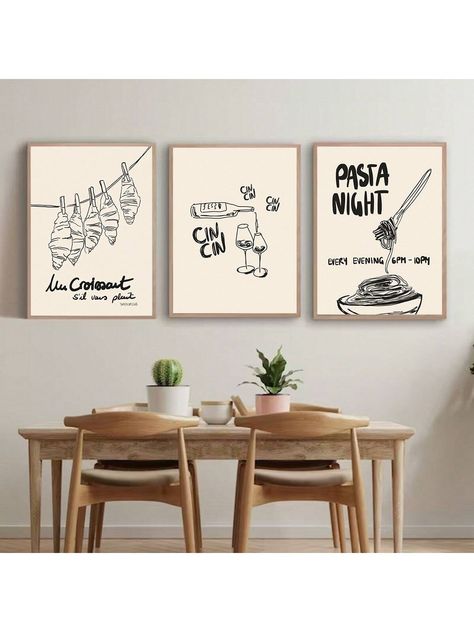 3pcs/Set Printing, Italian Night Pasta Poster, Italian Kitchen Art, Croissant Print, Cool Kitchen Baking Art Print, Cin Cin Wall Art, Graffiti Cheers Print, Modern Kitchen Bar Card Print, Black Beige Art, Cool Kitchen Art, Unframed Beige Simple   Fabric Graphic,Letter    Home Decor, size features are:Bust: ,Length: ,Sleeve Length: Kitchen Gallery Wall Farmhouse, Pasta Wall Art, Cheers Print, Pasta Poster, Modern Kitchen Bar, Wall Art Graffiti, Italian Wall Art, Kitchen Gallery Wall, Art Deco Prints