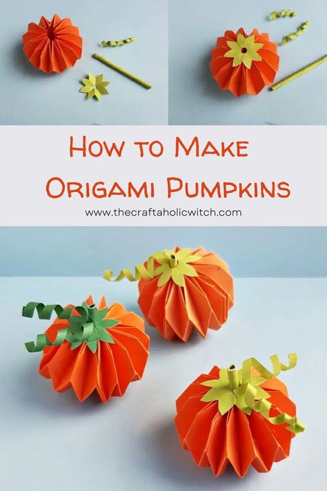 How to Make Origami Pumpkins Diy Paper Pumpkins, Halloween Door Decoration Ideas, Origami Pumpkin, Høstaktiviteter For Barn, Halloween Door Decoration, Door Decoration Ideas, Halloween Origami, Autumn Craft, Paper Pumpkins