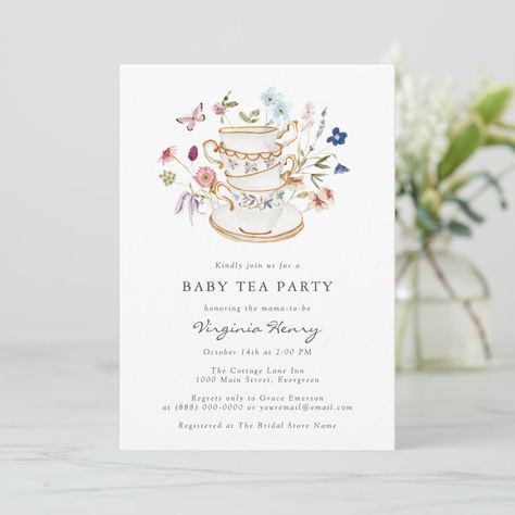 Tea Party Baby Shower Invitations, Bridal Tea Party Invitations, Bridal Tea Invitations, Tea Party Bridal Shower Invitations, Tea Bridal Shower Invitations, Bridal Shower Champagne, Garden Party Invitations, Bridal Tea Party, Wildflower Baby Shower