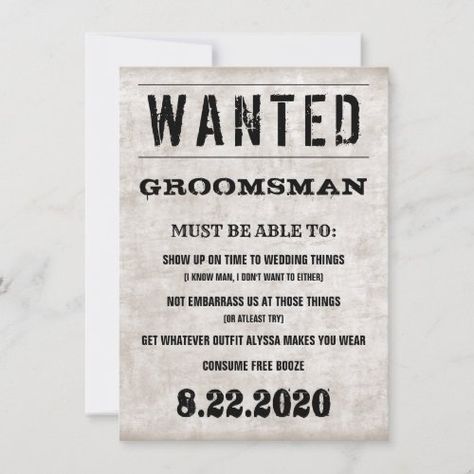 $2.54 | Wedding Bridal Party Groomsman Proposal Card #wanted, groomsman, proposal, bridal, party, wedding, will, you, best, man Bridal Party Groomsmen, Groomsmen Invitation, Wedding Invitation Stationary, Groomsman Proposal, Groomsmen Proposal, Future Wedding Plans, Bridal Party Proposal, Wedding Bridal Party, Cute Wedding Ideas