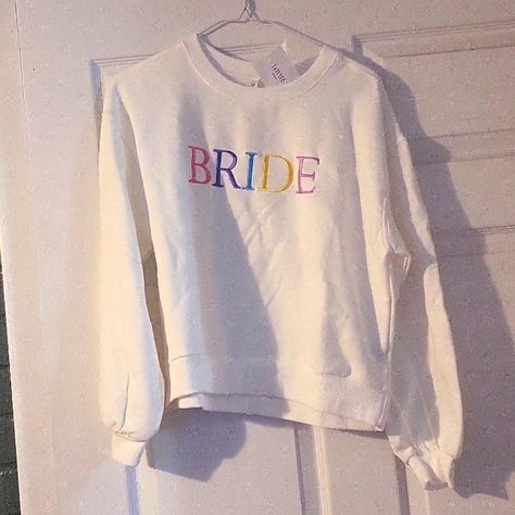 Bought Before My Wedding And Completely Forgot To Bring It On My Trip Brand New With Tags Originally $35 Women's Size M Smoke Free Home Bride Sweats, Bridal Corset Top, Fuschia Bridesmaid Dresses, Wedding Sweater, Wedding Sweatshirts, Brown Bridesmaid Dresses, Turquoise Bridesmaid, Turquoise Bridesmaid Dresses, Royal Blue Bridesmaid Dresses