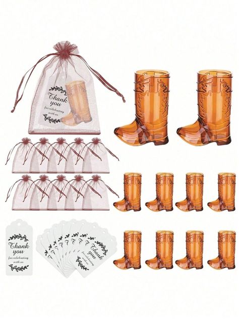 30-Pack Cowboy Party Favors, Includes 10-Pcs Cowboy Boots And 10-Pcs Gift Bags And 10-Pcs Thank You Cards, Cowgirl Cowgirl Western Themed Party Supplies Bachelorette Birthday Party Favor Supplies Multicolor    TPR     Event & Party Supplies, size features are:Bust: ,Length: ,Sleeve Length: Cowboy Wedding Favors, Western Party Favors For Adults, Western Chic Bachelorette Party, Western Bachelorette Theme, Boots And Bling Party Theme, Cowboy Theme Party For Adults, Western Themed Birthday Party, Western Party Favors, Cowboy Party Favors