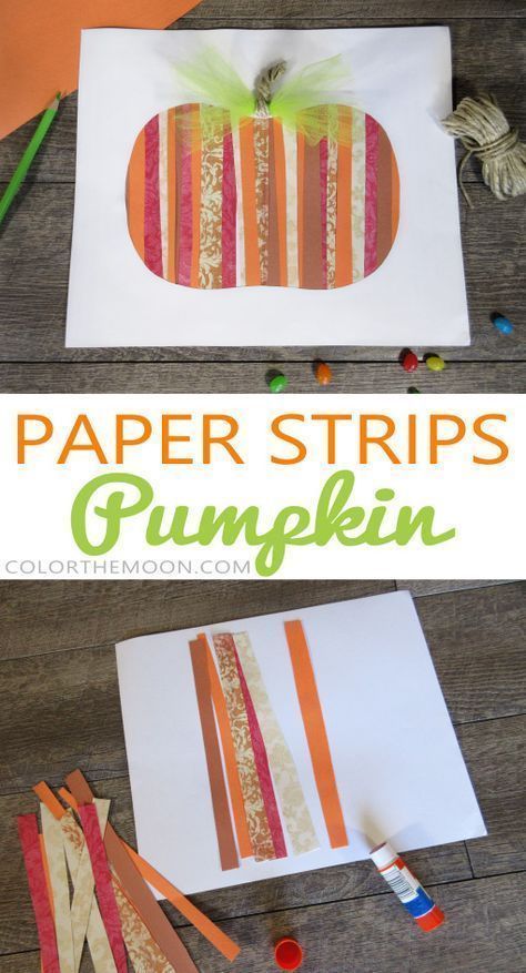 This Paper Strips Pumpkin is SO EASY to make! What a great fall craft for kids! Veselý Halloween, November Crafts, Crafts Fall, Pumpkin Craft, October Crafts, Fall Arts And Crafts, Easy Fall Crafts, Thanksgiving Crafts For Kids, Fall Preschool