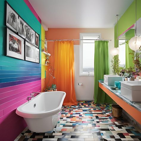 What do you think about this colorful bathroom? Bright Color Bathroom, Color For Bathroom, Colored Toilets, Color Bathroom, Colorful Bathroom, Bathroom Colors, Pop Of Color, Bright Color, You Think