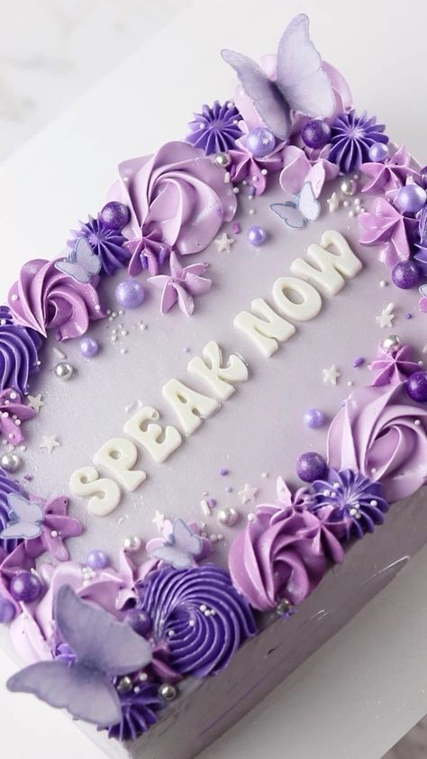 ERAS AS CAKES 💜 Speak Now Sheet Cake Edition! @lifeandsprinkles and I are making a cake for every era, so let us know which we should… | Instagram Purple Sheet Cakes, Purple Colour Birthday Cake, Speak Now Desserts, Taylor Swift Cakes Speak Now, Taylor Swift Speak Now Birthday Cake, Speak Now Cupcakes, Speak Now Cake Taylor Swift, Speak Now Birthday Cake, Taylor Swift Sheet Cake