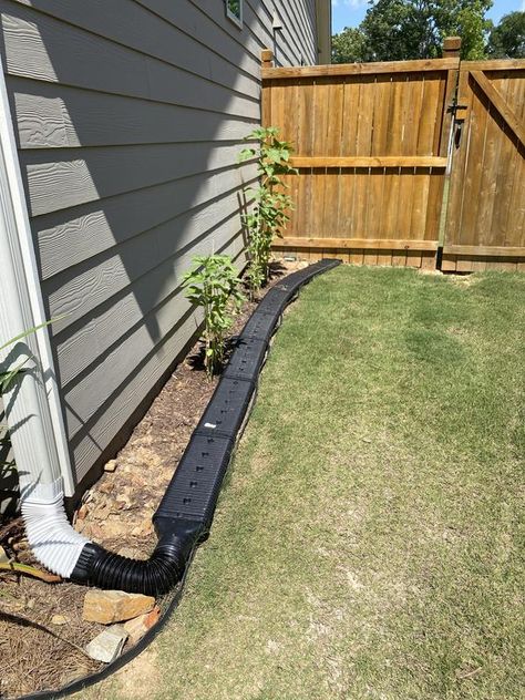 Downspout Rain Garden, Gutter Extension Ideas, Downspout Extension Ideas, Eavestrough Drainage Ideas, Gutter Downspout Drainage Ideas, Downspout Runoff Ideas, Tennessee Landscaping, Gutter Drainage Ideas, Downspout Drainage Ideas