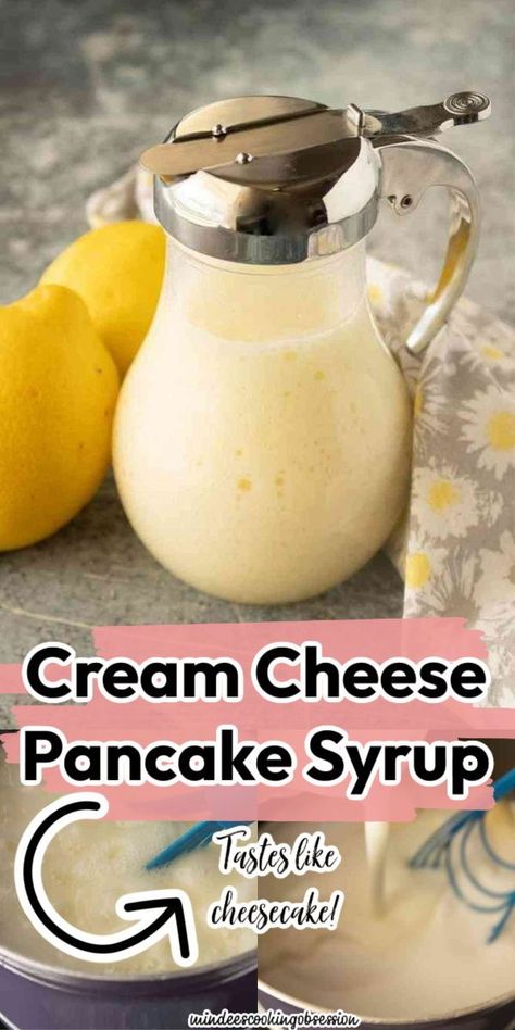 Cream Cheese Pancake Topping, Carmel Syrup Recipes, Flavored Syrups For Pancakes, Pancakes Toppings Ideas, Homestead Compound, Pancake Topping Ideas, Pancake Sauce, Sweet Cream Waffle Recipe, Cream Cheese Syrup