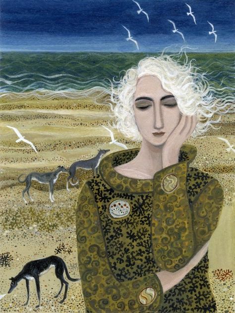 Thinking - Dee Nickerson - Southwold Gallery Dee Nickerson, Seashore Paintings, Sea Paintings, Beach Paintings, Greyhound Art, Sea Painting, Paintings I Love, Art Beach, Beach Painting