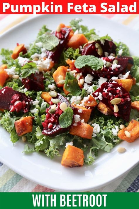 Feta Salad Dressing, Healthy Roast, Pumpkin And Feta Salad, Beetroot And Feta Salad, Pumpkin Feta, Roast Pumpkin Salad, Cheese Keto, Salad Vegetarian, Vegetarian Salad