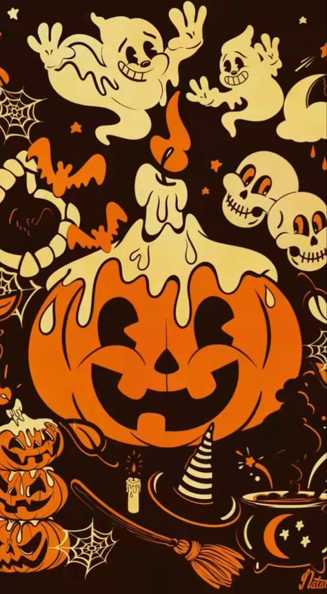 Desenhos Old School, Helloween Wallpaper, Vintage Halloween Art, Halloween Wallpaper Backgrounds, Halloween Wallpapers, Halloween Graphics, Old School Style, Art Old, Witchy Wallpaper