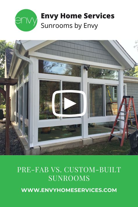 Pre-Fab vs. Custom-Built Sunrooms . . . #sunroomdeor #sunroom #sunrooms #sunroomdesignideas #sunroomideas #sunroomdesign #sunroomstyle #sunroominspo #sunroomaddition #patiolife #patiogoals #patioliving #patioseason #patios #patiocovers #porchenclosure #porchdecor #roomaddition #roomadditions #roomadditionplanning #prefabsunroom #diysunroom #sunroombuilder Prefab Sunroom Room Additions, Prefab Sunroom, 4 Season Sunroom Ideas, Four Season Sunroom, Sunroom Addition, Enclosed Porches, Sunroom Designs, Gable Roof, Room Additions