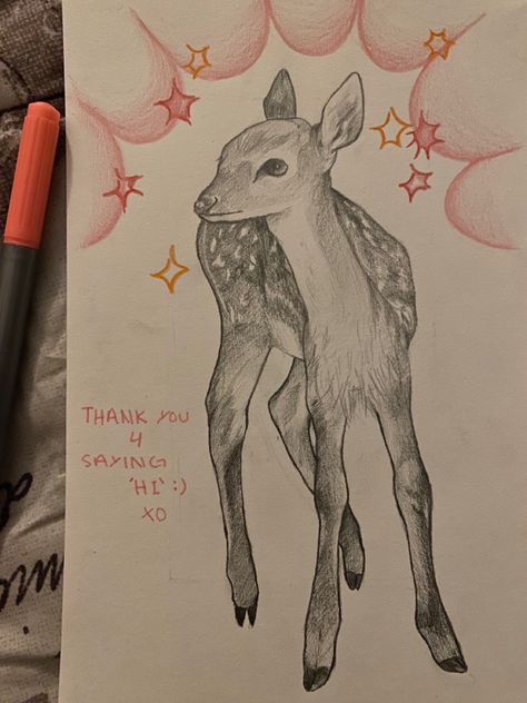 Deer Drawings Easy, Realistic Deer Drawing, Forestcore Drawing, Fawn Drawing Sketches, Deer Illustration Art, Deer Running Drawing, Angel Dog Drawing, Doe Drawings, How To Draw A Deer