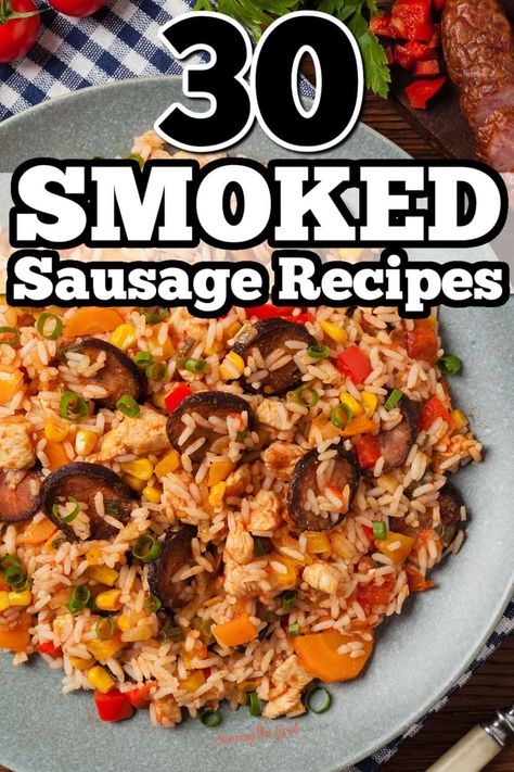 Smoked Sausage Dishes, Recipe With Cajun Sausage, Jalapeno Smoked Sausage Recipes, Smoked Italian Sausage Recipes, Smoked Deer Sausage Recipe, Smokies Recipe Dinners, Jalapeno Cheddar Smoked Sausage Recipes, Cajun Pork Recipes, Roger Wood Sausage Recipes