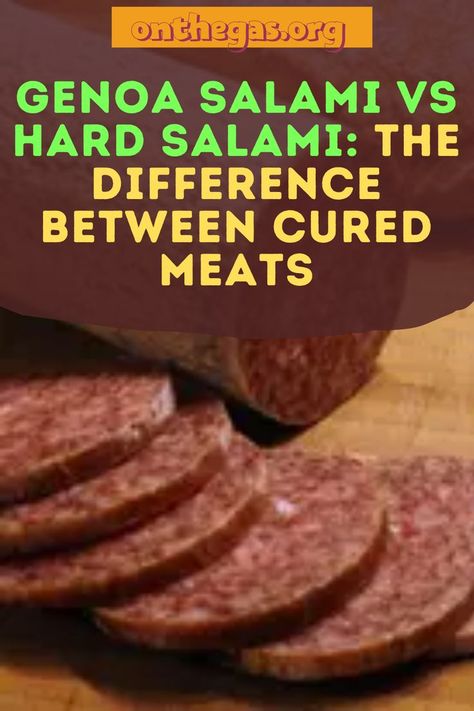 Deli meats are not usually something we spend very much time thinking about, but On The Gas has explored two of these and has written this article on Genoa salami vs. hard salami and the difference between cured meats. Knowing the difference between these salami’s helps you explore numerous ways to present them – be it on a board with accompanying cheese or on a sandwich. Learn more about what salami is and the differences between the two here. #GenoaSalami #HardSalami #Salami #CuredMeat Hard Salami Recipes, Salami Recipe, Salami Recipes, Genoa Salami, Deli Meats, Cold Cuts, Cured Meats, Genoa, What To Make