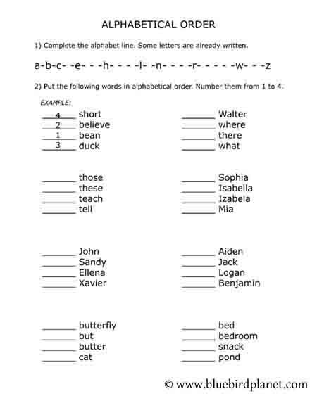 Free printable worksheets for preschool, Kindergarten, 1st, 2nd, 3rd, 4th, 5th grades. Alphabetical Order. Alphabetical Order Activities, Alphabetical Order Worksheets, Abc Order Worksheet, Alphabet Line, Worksheets For Grade 3, Word Work Centers, Abc Printables, English Grammar Worksheets, Kids Worksheets Printables