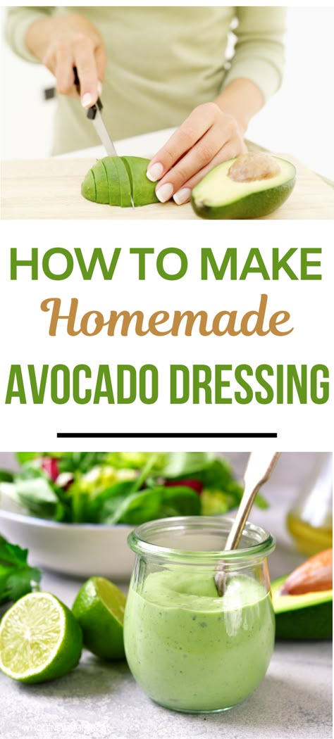 Vegan Avocado Dressing, Avocado Dressing Recipe, Avocado Lime Dressing, Keto Dairy, Creamy Avocado Dressing, Avocado Salad Dressing, Avocado Crema, Creamy Recipes, Avocado Dressing